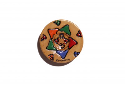 Magnet de lemn artizanal model farfurie pictată 2 Magnet de lemn artizanal model farfurie pictată 2